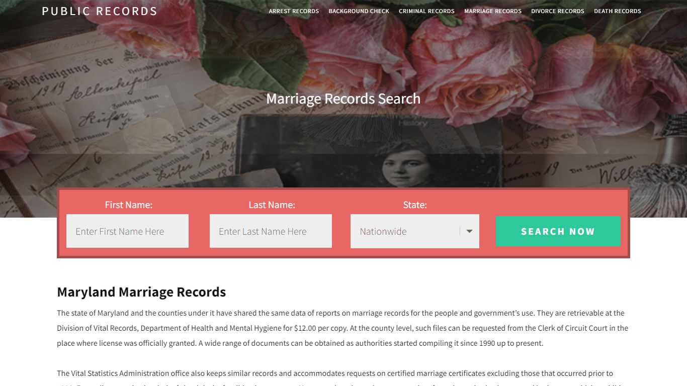 Maryland Marriage Records | Enter Name and Search. 14Days Free